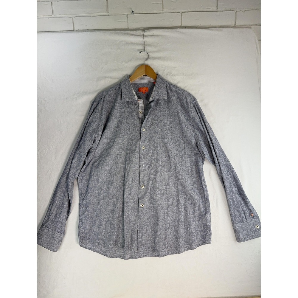 Tallia Shirt Mens XL Blue Abstract Stripe Long Sleeve Button Front Casual